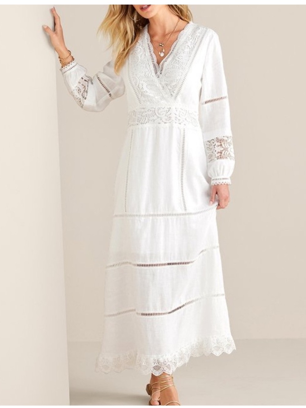 NWOT Soft Surroundings Araminta White Linen Lace Maxi Dress 4P
Bridal